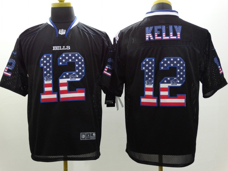 Men's Buffalo Bills Jim Kelly #12 Black Jersey